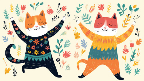 Cat dance Cute hand drawn cat 00040 02.jpg