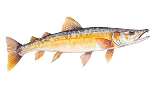 Fish pikeWatercolor painting Handmade drawing Isolated on white 00085 01.jpg