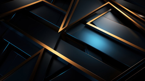 Abstract black and gold geometric shapes with blue light effect minimalistic clean soft focus 00049 .jpg