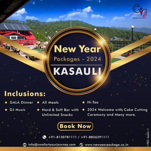 Say goodbye to 2023 and welcome 2024 in the beautiful city of Kasauli with incredible New Year Party Packages in Kasauli from CYJ! Immerse yourself in the festive atmosphere with New Year Packages 2024 that offer thrilling entertainment and enchanting bonfire nights. Create lasting memories during this special time with your loved ones.
Hurry, as slots are limited! For more details and bookings, please contact CYJ at 8130781111 – 8826291111. Website: https://www.new-year-packages.in/Kasauli-3