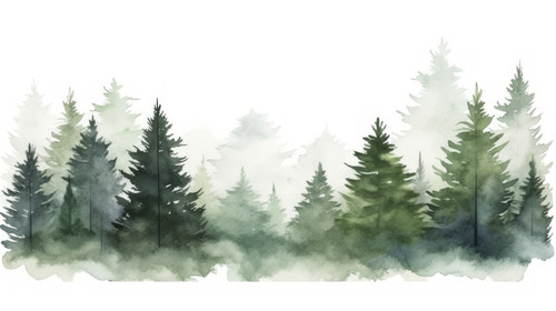 Templates with Forest Background Spruce and Pine Trees in Watercolour Style Vector 00359 03