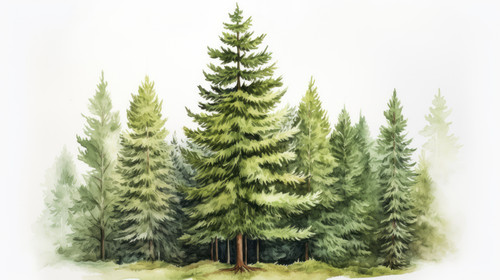 Spruce green tree watercolor illustration Forest landscape Fir silhouette 00358 00.jpg