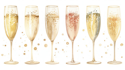 Watercolor champagne clipart Christmas champagne glass clipart Watercolor Christmas clip art for gre