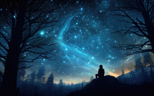 man stargazing fantasy night sky free photo