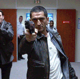 Lucy Scarlett Johansson drops French police hallway.gif