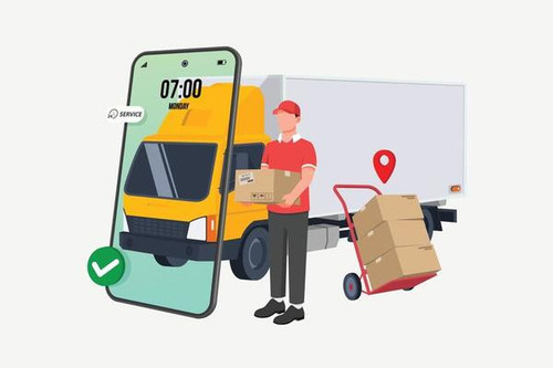 success delivery illustration laptop with open website app for order tracking with map fast respond .jpg