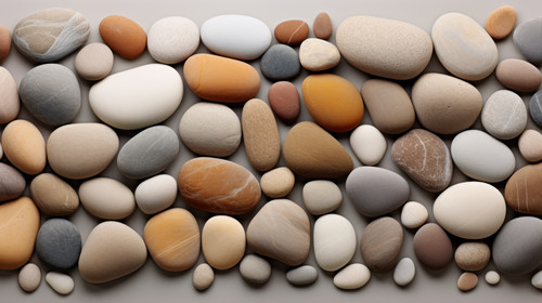 A collection of smooth sea pebbles forms a tranquil stone background This minimalist arrangement off.jpg