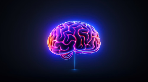A creative image of a glowing neon brain in pink blue orange and purple colors on a dark blue backgr.jpg