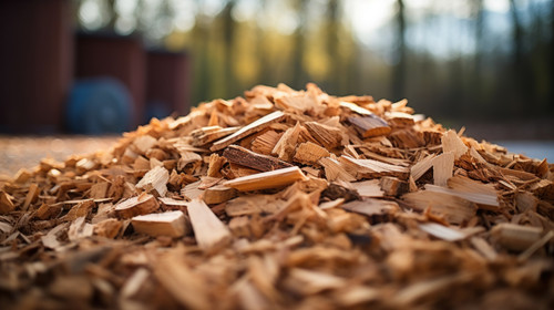 A pile of wood chips a byproduct of woodworking operations A valuable resource for reducing waste an.jpg