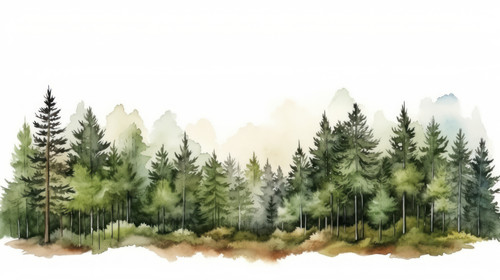 Forest trees watercolor vector illustration Pine tree panorama view 00207 00.jpg