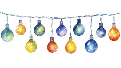 Christmas lights isolated on white background Vector watercolor illustration 00111 02.jpg