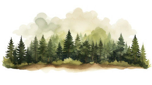 Forest trees watercolor vector illustration Pine tree panorama view 00207 01.jpg