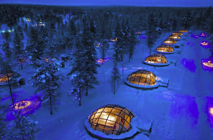 Unusual stay at the Kakslauttanen hotel in Finland.