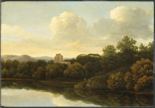 Lagoor, Johan de Лесной пейзаж с рекой, 1680, 34,6 cm х 50,2 cm, Дерево, масло