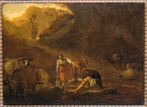 Laer, Pieter van Пастух и прачка у источника, 1642, 29 cm х 43 cm, Медь, масло