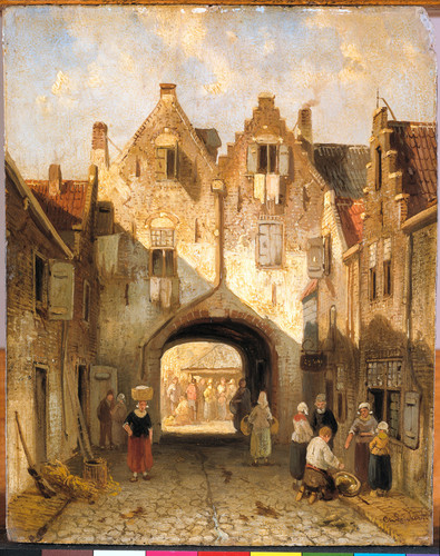 Leickert, Charles Старый портал, 1880, 23,5 cm х 18,8 cm, Дерево, масло