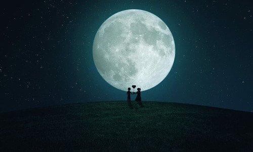 moon couple night love