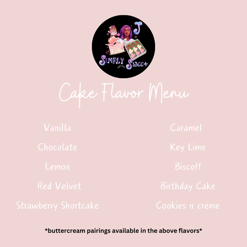 Cake Flavor Menu