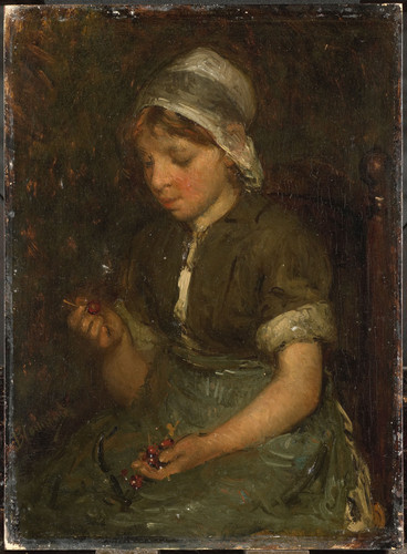 Blommers, Bernardus Johannes Девушка с вишней, 1914, 31 cm х 22,5 cm, Дерево, масло