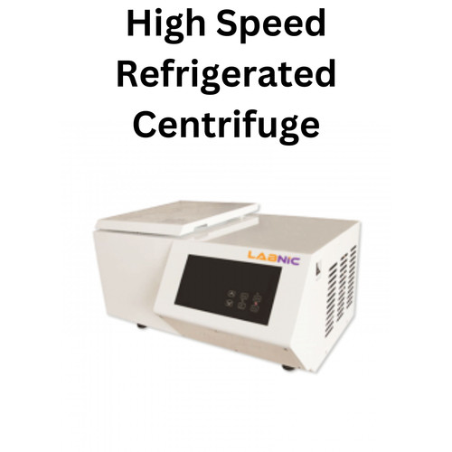 A high-speed refrigerated centrifuge is a laboratory instrument designed to rapidly spin samples at high speeds while maintaining a low temperature. It is commonly used in various scientific and medical applications where the separation of components in a sample based on their density is required.
