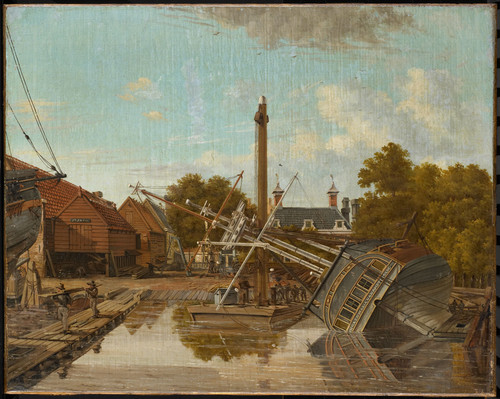 Bertichen, Pieter Godfried Верфь 'St Jago' на острове Bickers в Амстердаме, 1823, 40 cm х 50 cm, Хол