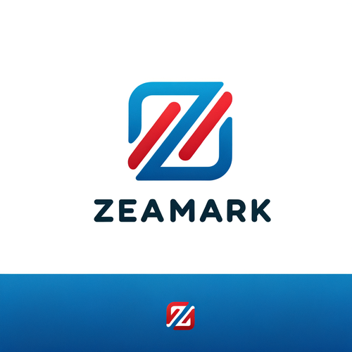 帮我设计一个公司logo，名字是ZealMark。要求矢量风格，平面化，简洁。纯白背景色。红蓝主题色，蓝色主体，红色点缀，表现沉稳中带着激情。是一个互联网软件公司。要求有首字母Z。简洁！.png