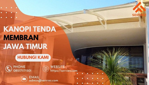 Selamat datang di Kanopi Tenda Membrane Jawa Timur!

Gambar ini memperlihatkan keindahan dan kekokohan Kanopi Tenda Membrane yang kami tawarkan. Produk kami tidak hanya memberikan perlindungan optimal dari sinar matahari dan hujan, namun juga dirancang secara estetis untuk mempercantik ruang outdoor Anda.

Anda dapat sepenuhnya mempersonalisasi desain tenda sesuai dengan preferensi Anda. Mulai dari ukuran, warna, hingga pola, semua dapat disesuaikan sesuai keinginan. Kami menawarkan jaminan kualitas untuk setiap produk yang kami hasilkan, sehingga Anda dapat mempercayai keandalan dan daya tahan tenda membrane kami.

Ingin konsultasi lebih lanjut? Hubungi kami via WhatsApp di nomor 085173309170 atau melalui email ke admin@serviez.com. Kunjungi juga website kami di https://serviez.com/wp-admin untuk melihat berbagai opsi yang kami tawarkan. Jangan lewatkan kesempatan untuk mewujudkan impian Anda memiliki tenda membrane berkualitas tinggi yang sesuai dengan selera Anda!