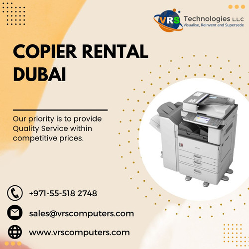 Want to change your office essentials by boosting the productivity, We at VRS Technologies LLC provides the best services of Copier Rentals. For more info about Copier Rental Dubai, call us at +971-55-5182748.