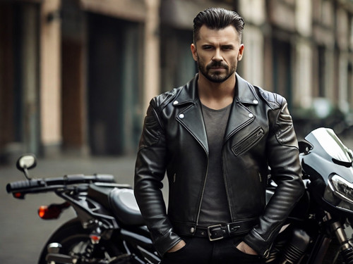 Default a man in leather pants and a jacket standing next to a 0.jpg