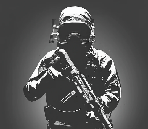 craiyon 113101 swat team soldier hazmat suit paint sprayer black and white stencil on white backrou.png