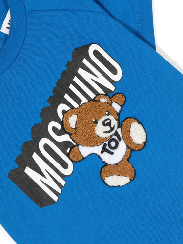 moschino kids t shirt blu royal teddy rilievo bambino c