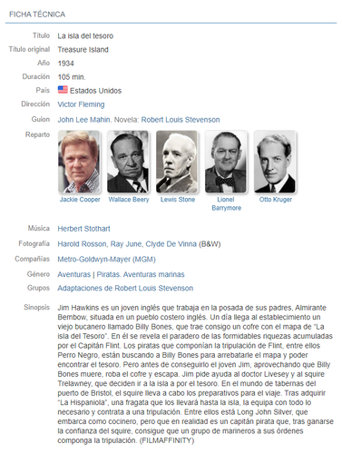La isla del tesoro ficha