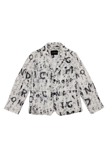 john richmond kids giacca in lino bianca logo allover bambino a