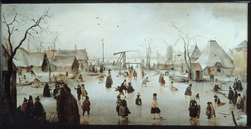 Avercamp, Hendrick Развлечения на льду в деревне, 1610, 35,7 cm х 70,4 cm, Дерево, масло
