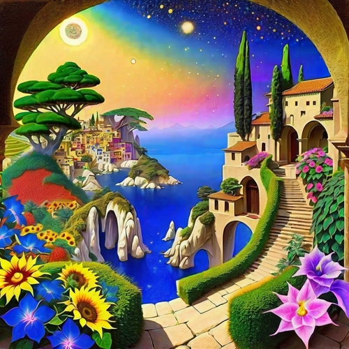 salviaspace ancient grottos moonrise painted by dali and escher q.png