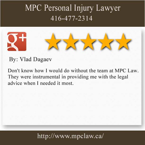MPC Personal Injury Lawyer
13-5225 Orbitor Dr
Mississauga, ON L4W 4Y8 
(416) 477-2314 

https://mpclaw.ca/Mississauga.html