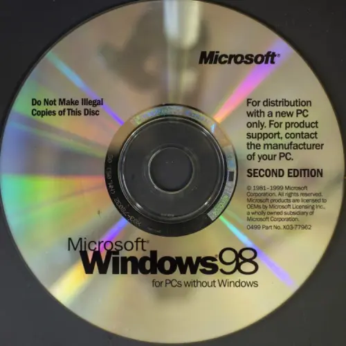 CD Room de instalacion de Windows 98.webp