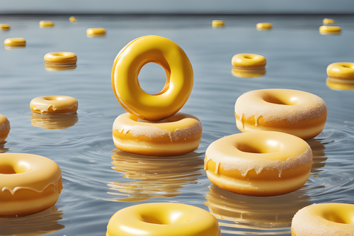 yellow donuts and balls floating 477932300