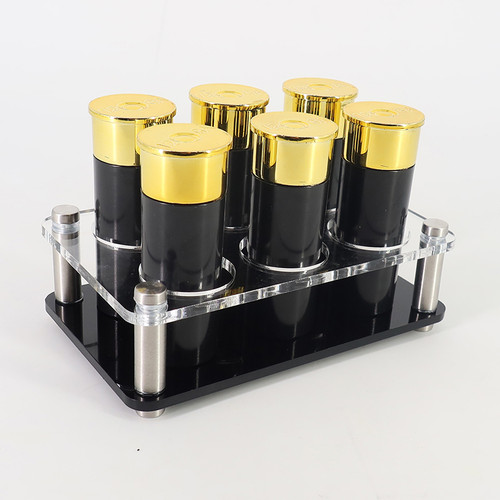 Hunting Gift 12 Gauge Shotgun Shell Shot Glasses Set with Acrylic Cup Holder Tray for Barware18