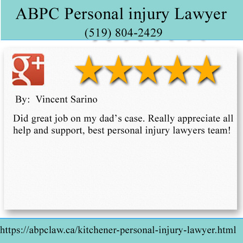 ABPC Personal injury Lawyer
565 Trillium Drive, Unit 6
Kitchener, Ontario, N2R 1J4
(519) 804-2429

https://abpclaw.ca/kitchener-personal-injury-lawyer.html