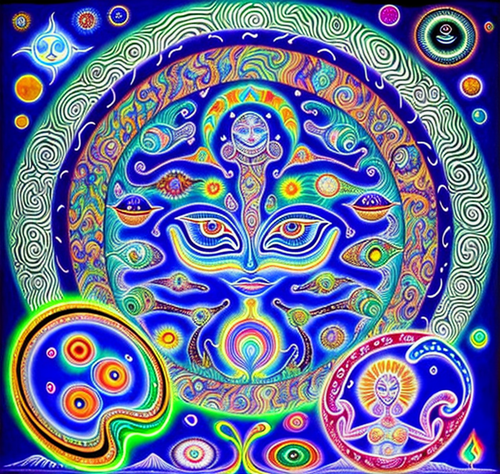 ayahuasca seashore psychic spirit people drinking from bowls marian fifth dimension haloes acacia ni.png