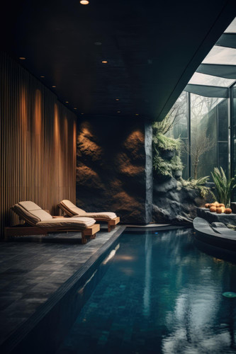 relaxation pool room with garden view modern health spa created using generative ai technology.jpg