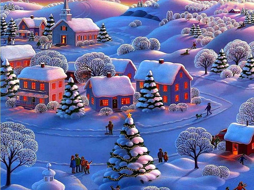 HD wallpaper christmas tree in village pretty lovely christmas houses colors beautifu church splendo.jpg