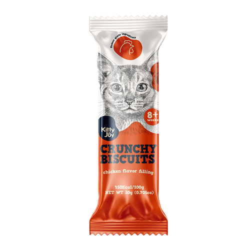 Kitty Joy Crunchy Biscuits With Chicken Flavor Filling Cat Treats 20g