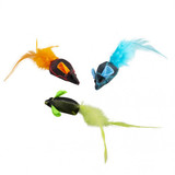 Duvo Flash Mice With Feathers 3Pc 19 X 5.5 X 3 Cm