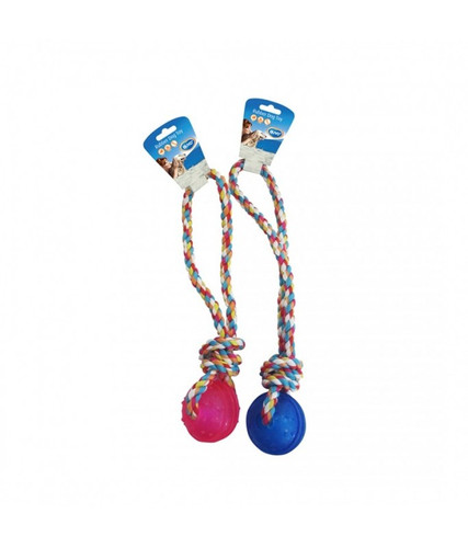 Duvo Tpr Ball With Rope Handle Blue Pink 37cm