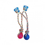 Duvo Tpr Ball With Rope Handle Blue Pink 37cm