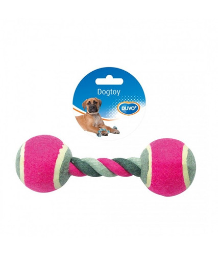 Duvo Tug Toy Knotted Cotton With 2 Tennis Balls Mixed Colors 18cm.jpg