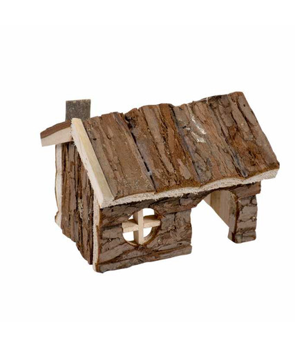 Duvo+ Small Animal Wooden Lodge Bark 15x11x12cm