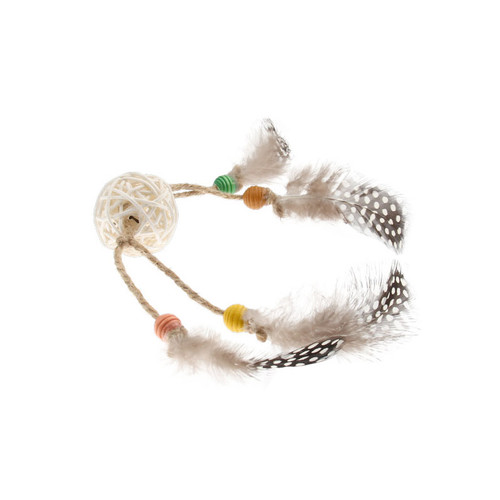Eco Line Catch Scratch with Rattle Wood Feather Rattan